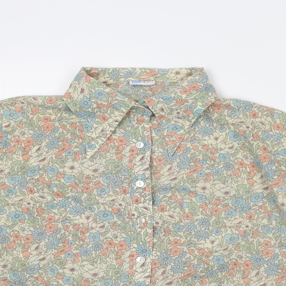 Prova Womens Multicoloured Floral Polyester Basic Button-Up Size 16 Collared