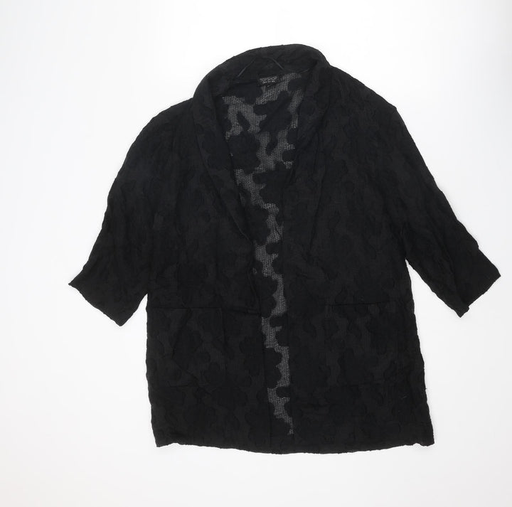 Topshop Womens Black Viscose Kimono Blouse Size 8 V-Neck