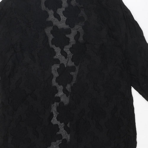Topshop Womens Black Viscose Kimono Blouse Size 8 V-Neck