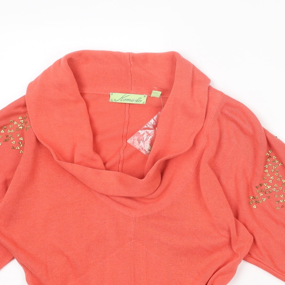 Komodo Womens Pink Cowl Neck Cotton Pullover Jumper Size 10