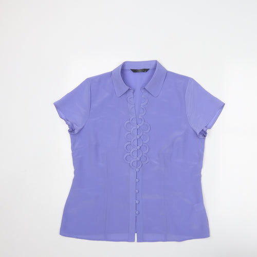 Bonmarché Womens Purple Polyester Basic Button-Up Size 14 Collared