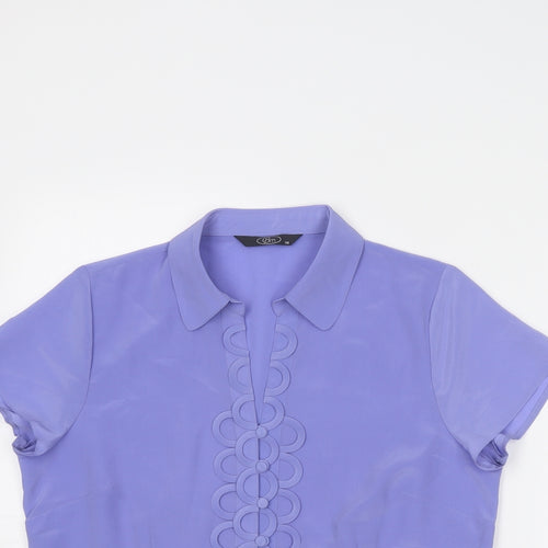 Bonmarché Womens Purple Polyester Basic Button-Up Size 14 Collared