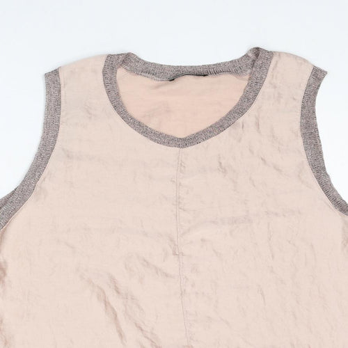 Zara Womens Pink Polyester Basic Tank Size L Scoop Neck