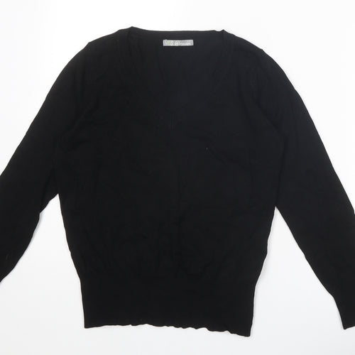 Marks and Spencer Womens Black V-Neck Viscose Pullover Jumper Size 10