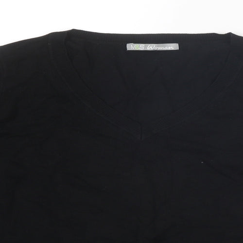 Marks and Spencer Womens Black V-Neck Viscose Pullover Jumper Size 10