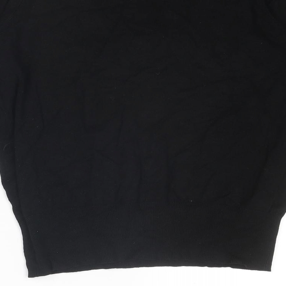 Marks and Spencer Womens Black V-Neck Viscose Pullover Jumper Size 10