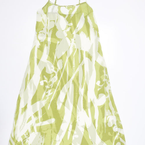 Debenhams Womens Green Geometric Polyester Slip Dress Size 10 Round Neck Pullover
