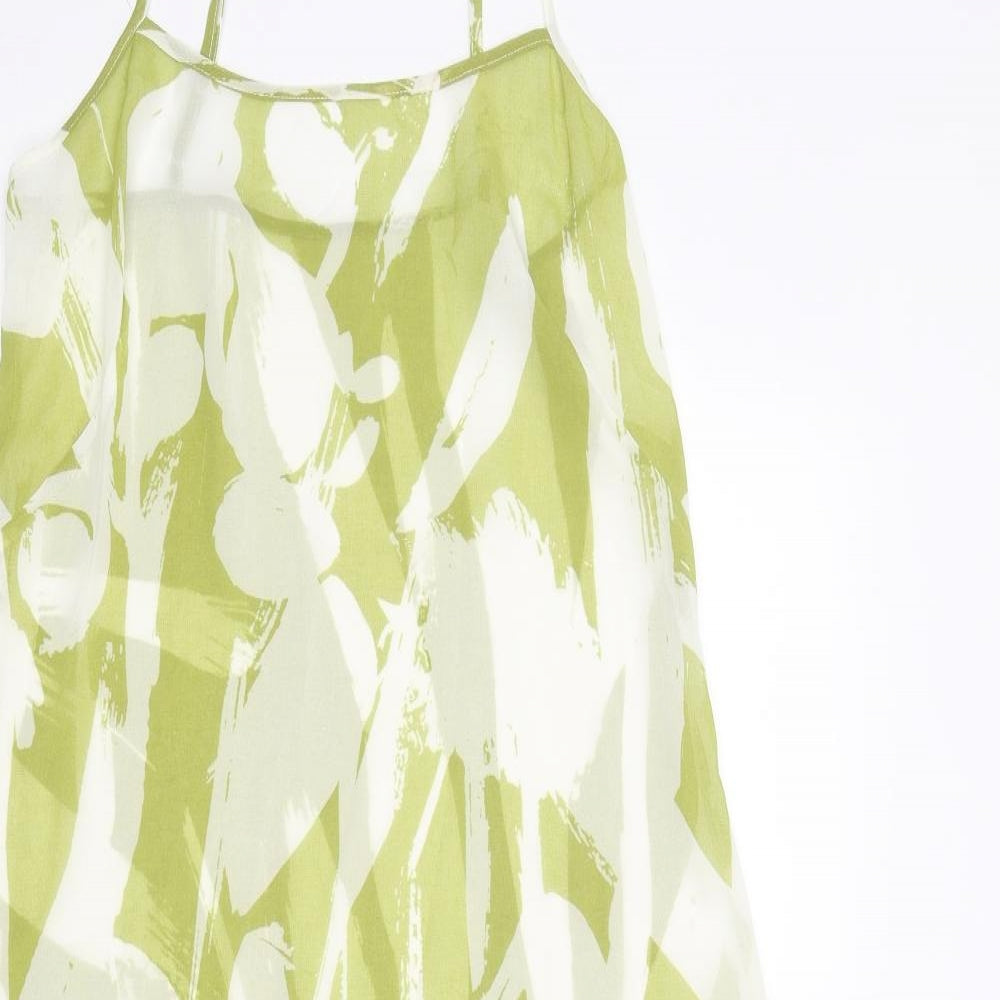 Debenhams Womens Green Geometric Polyester Slip Dress Size 10 Round Neck Pullover