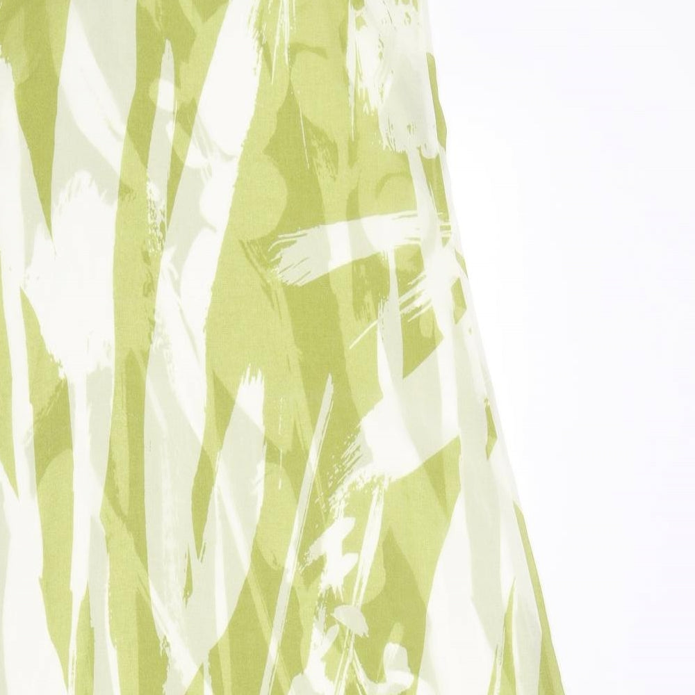 Debenhams Womens Green Geometric Polyester Slip Dress Size 10 Round Neck Pullover