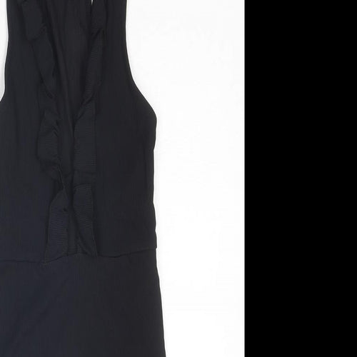 Topshop Womens Black Polyester Bodysuit One-Piece Size 6 Snap