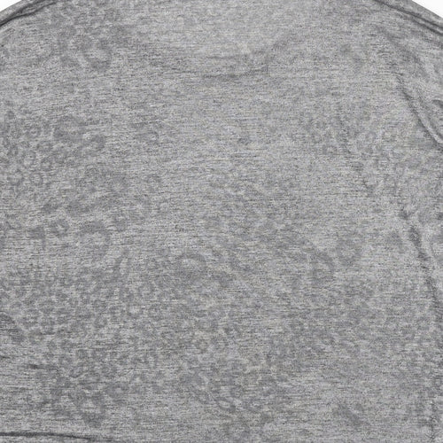 Wallis Womens Grey Round Neck Animal Print Polyester Pullover Jumper Size M - Leopard pattern
