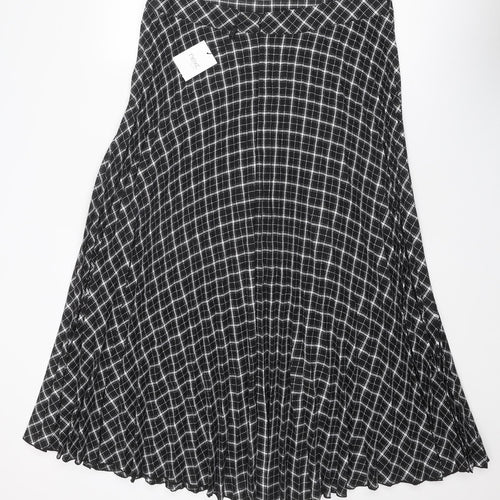 NEXT Womens Black Plaid Polyester Swing Skirt Size 18 Zip