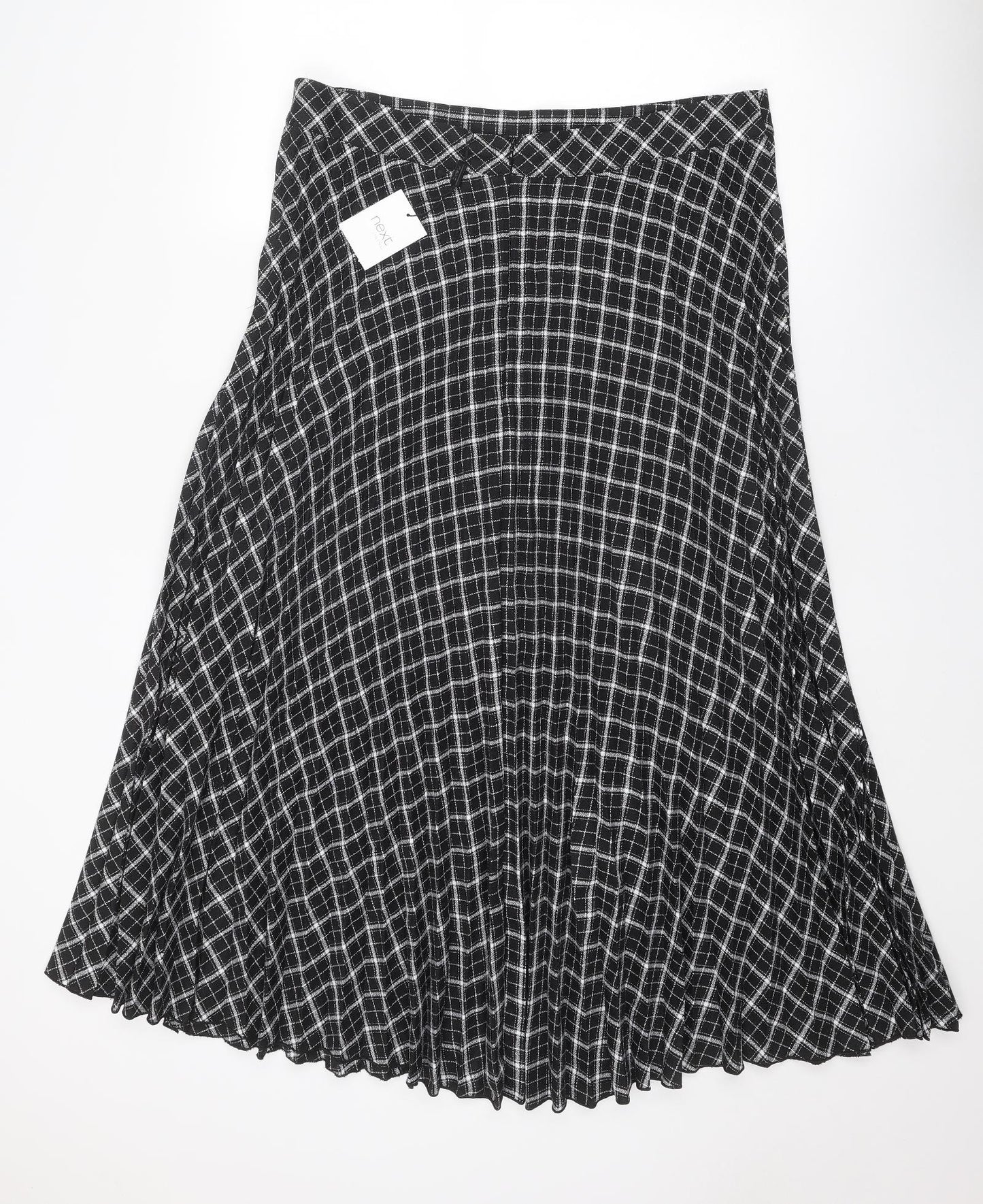 NEXT Womens Black Plaid Polyester Swing Skirt Size 18 Zip