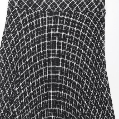 NEXT Womens Black Plaid Polyester Swing Skirt Size 18 Zip