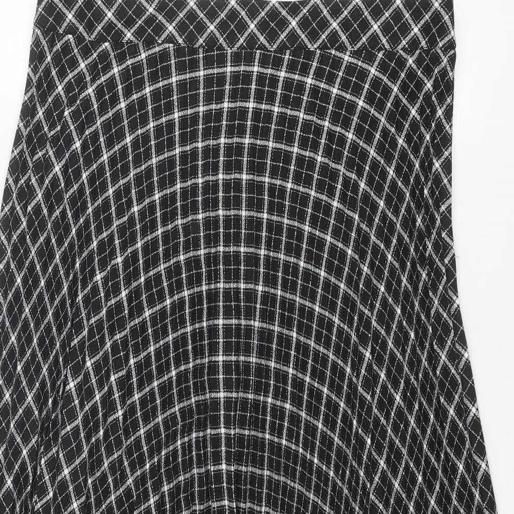 NEXT Womens Black Plaid Polyester Swing Skirt Size 18 Zip