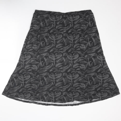 Bonmarché Womens Grey Geometric Polyester Swing Skirt Size 16 - Leaf pattern