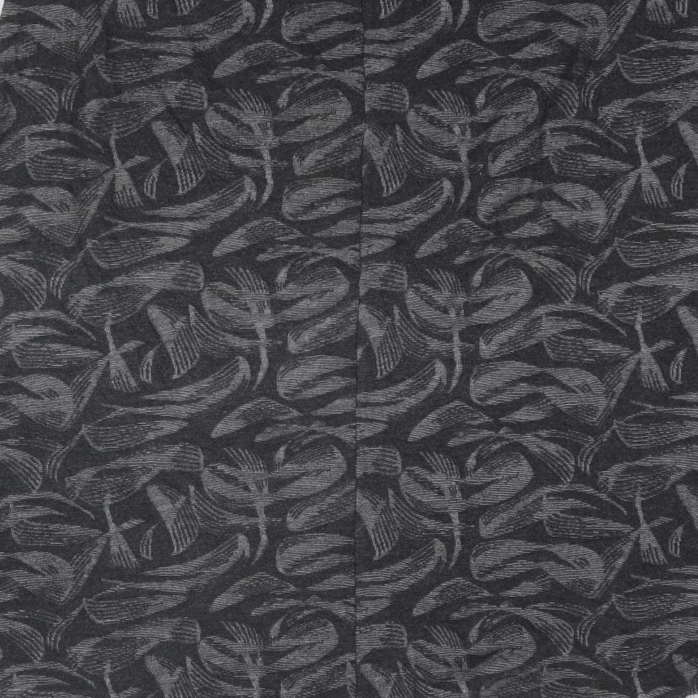 Bonmarché Womens Grey Geometric Polyester Swing Skirt Size 16 - Leaf pattern