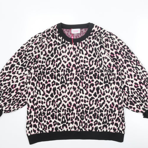 Savida Womens Multicoloured Round Neck Animal Print Polyester Pullover Jumper Size 16 - Leopard pattern