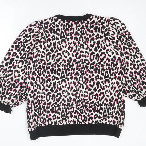 Savida Womens Multicoloured Round Neck Animal Print Polyester Pullover Jumper Size 16 - Leopard pattern