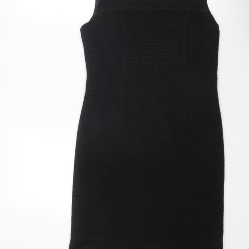 Marks and Spencer Womens Black Acrylic Shift Size 12 Round Neck Zip