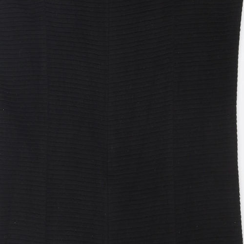 Marks and Spencer Womens Black Acrylic Shift Size 12 Round Neck Zip