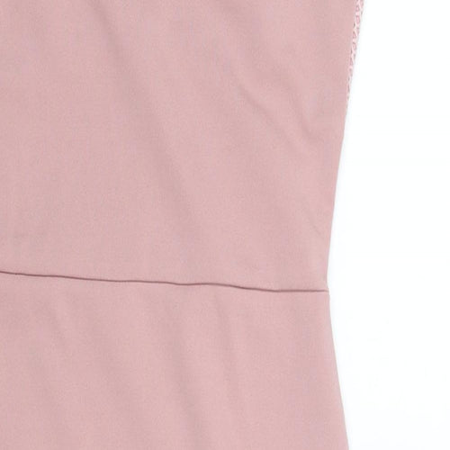 Girls On Film Womens Pink Polyester Bodycon Size 8 V-Neck Pullover
