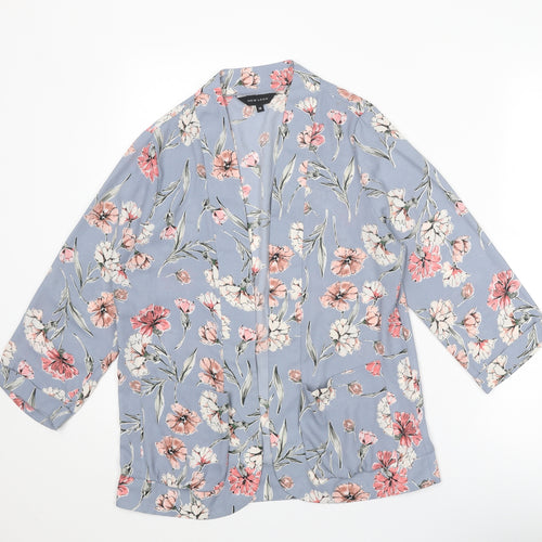 New Look Womens Grey Floral Polyester Kimono Blouse Size 10 V-Neck