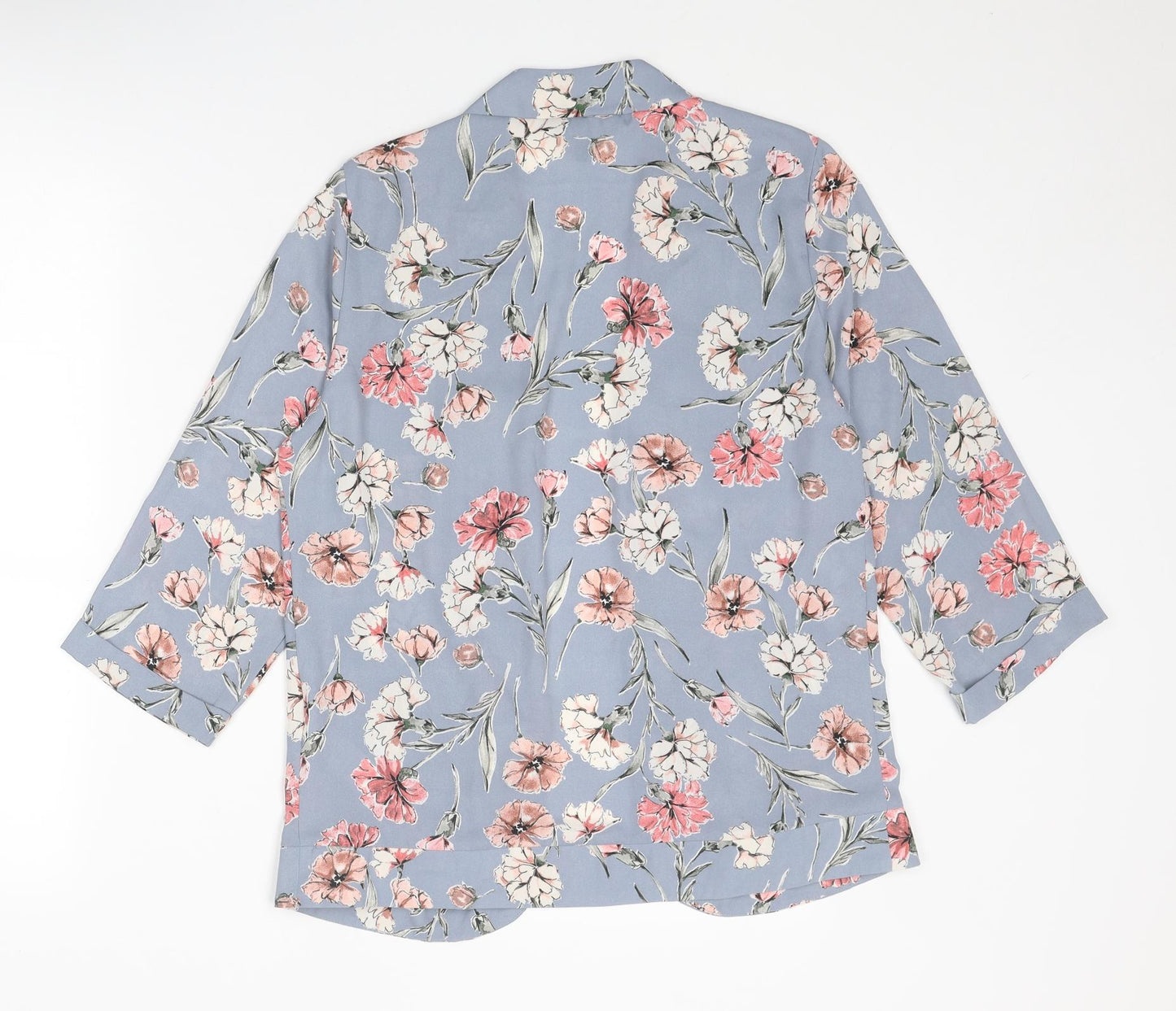 New Look Womens Grey Floral Polyester Kimono Blouse Size 10 V-Neck