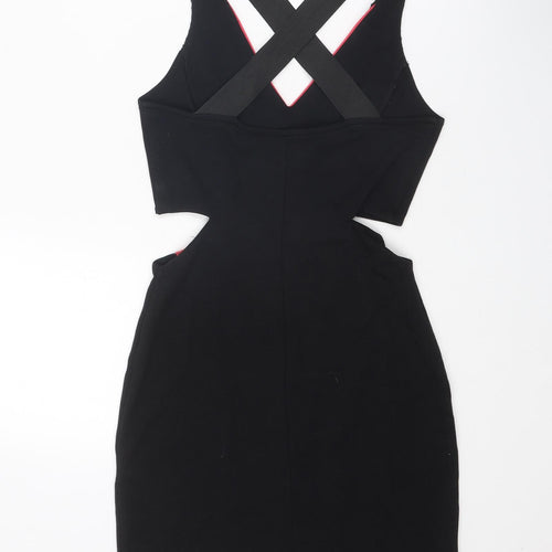 Lipsy Womens Black Colourblock Polyester Bodycon Size 10 V-Neck Pullover