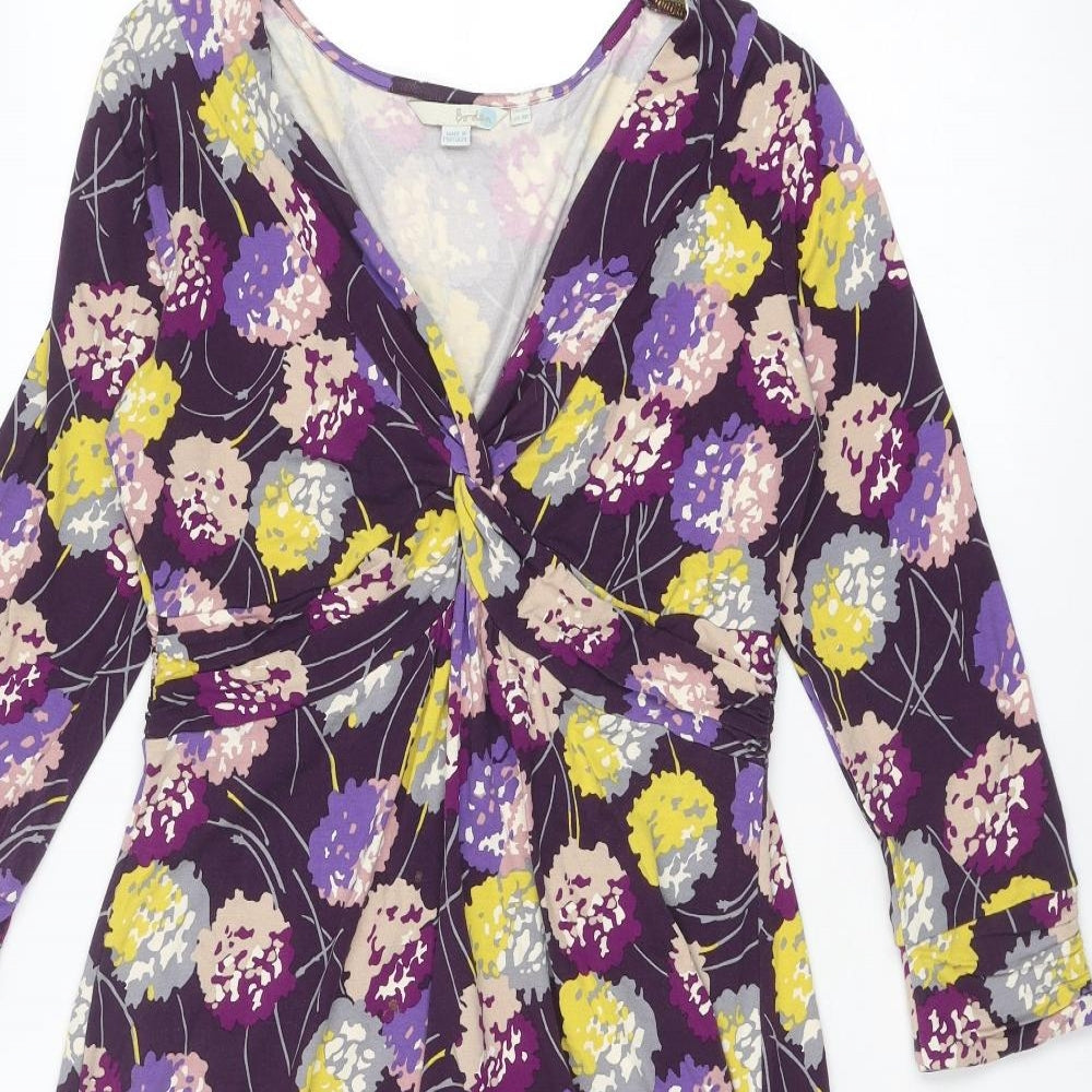 Boden Womens Multicoloured Geometric Viscose Trapeze & Swing Size 12 V-Neck Pullover