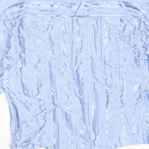 Mango Womens Blue Striped Polyester Basic Button-Up Size S Collared