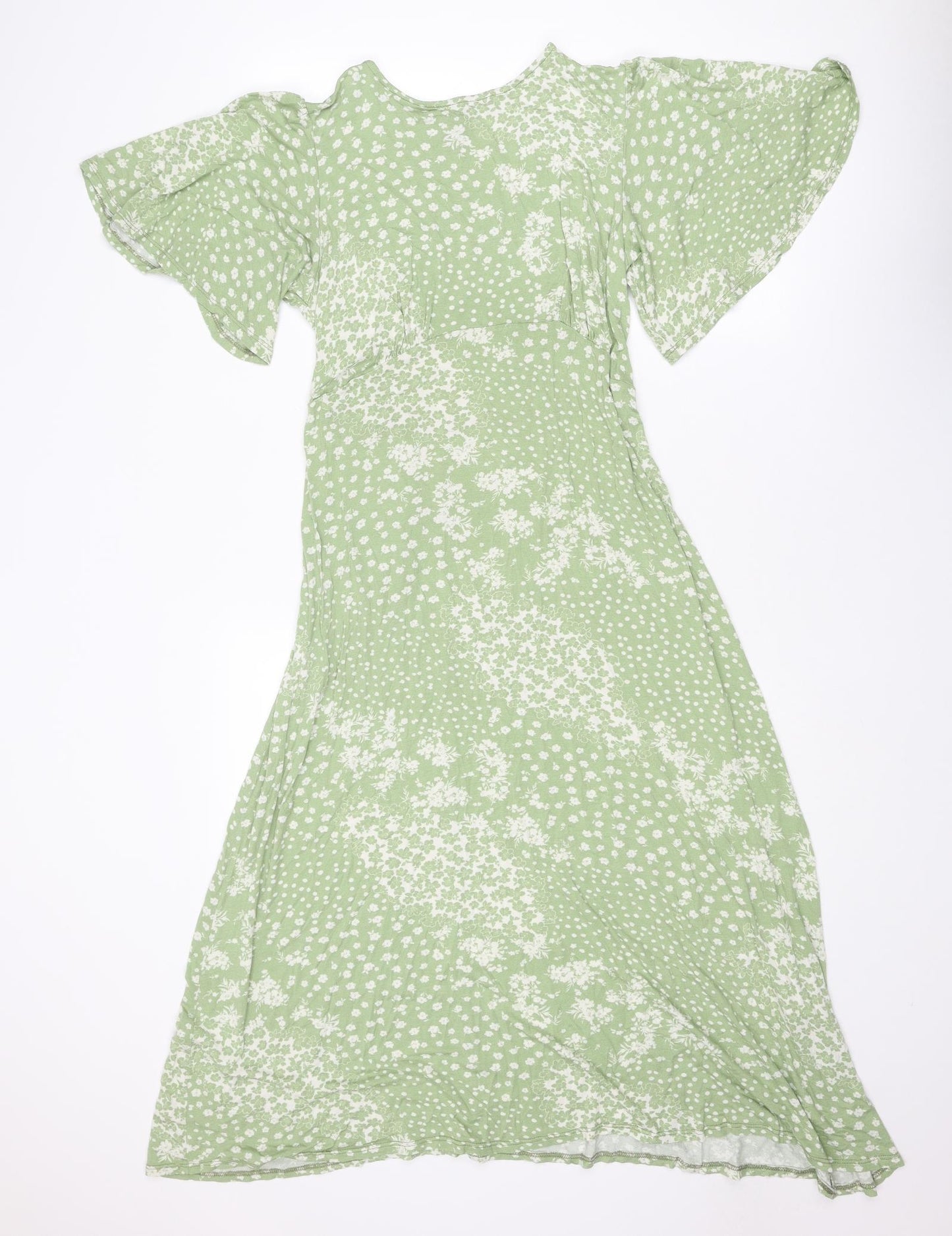 New Look Maternity Womens Green Geometric Viscose A-Line Size 10 Round Neck Pullover