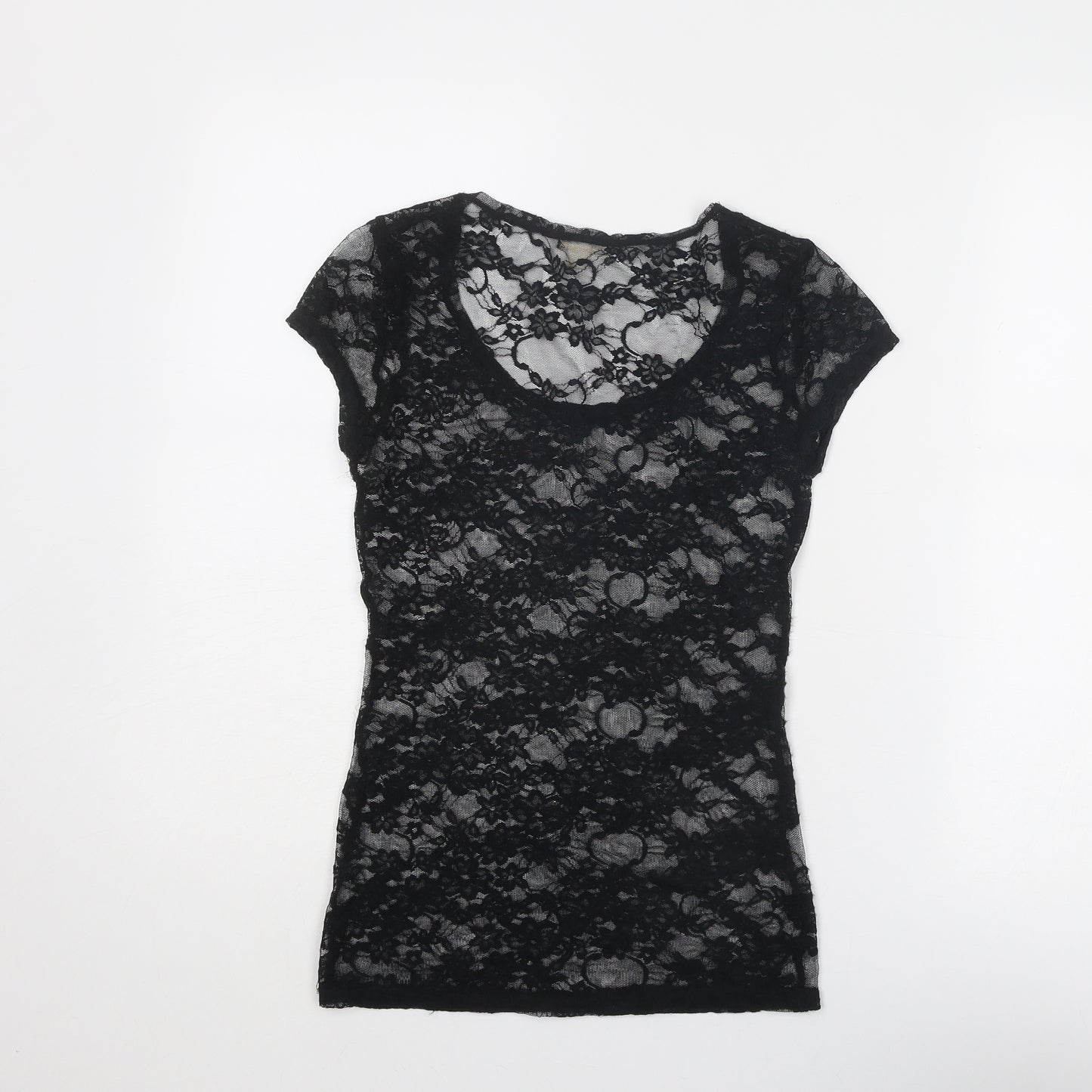 Zenana Outfitters Womens Black Polyester Basic T-Shirt Size S Round Neck