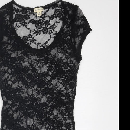 Zenana Outfitters Womens Black Polyester Basic T-Shirt Size S Round Neck