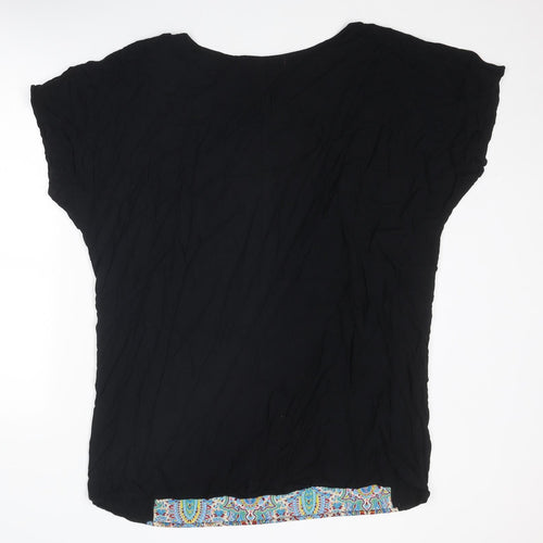 Boohoo Womens Black Geometric Polyester A-Line Size 14 Round Neck Pullover