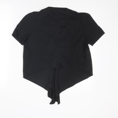 Zara Womens Black Lyocell Basic Blouse Size M V-Neck