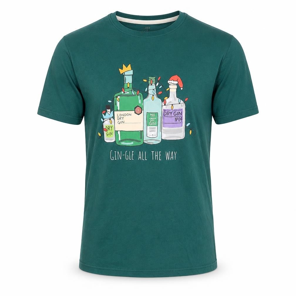 Marks and Spencer Mens Green Cotton T-Shirt Size S Round Neck - Gin-gle All The Way