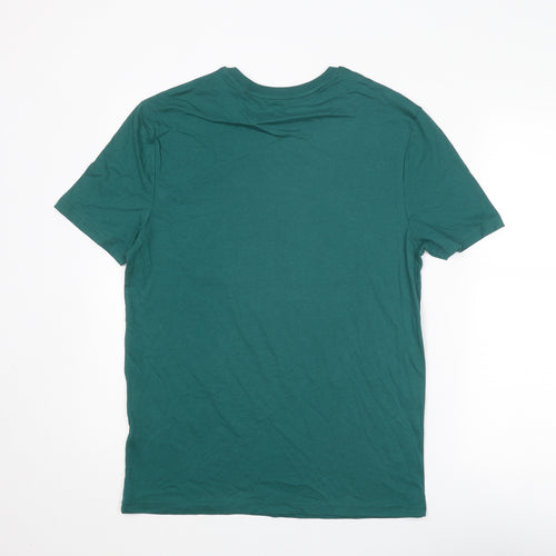 Marks and Spencer Mens Green Cotton T-Shirt Size S Round Neck - Gin-gle All The Way