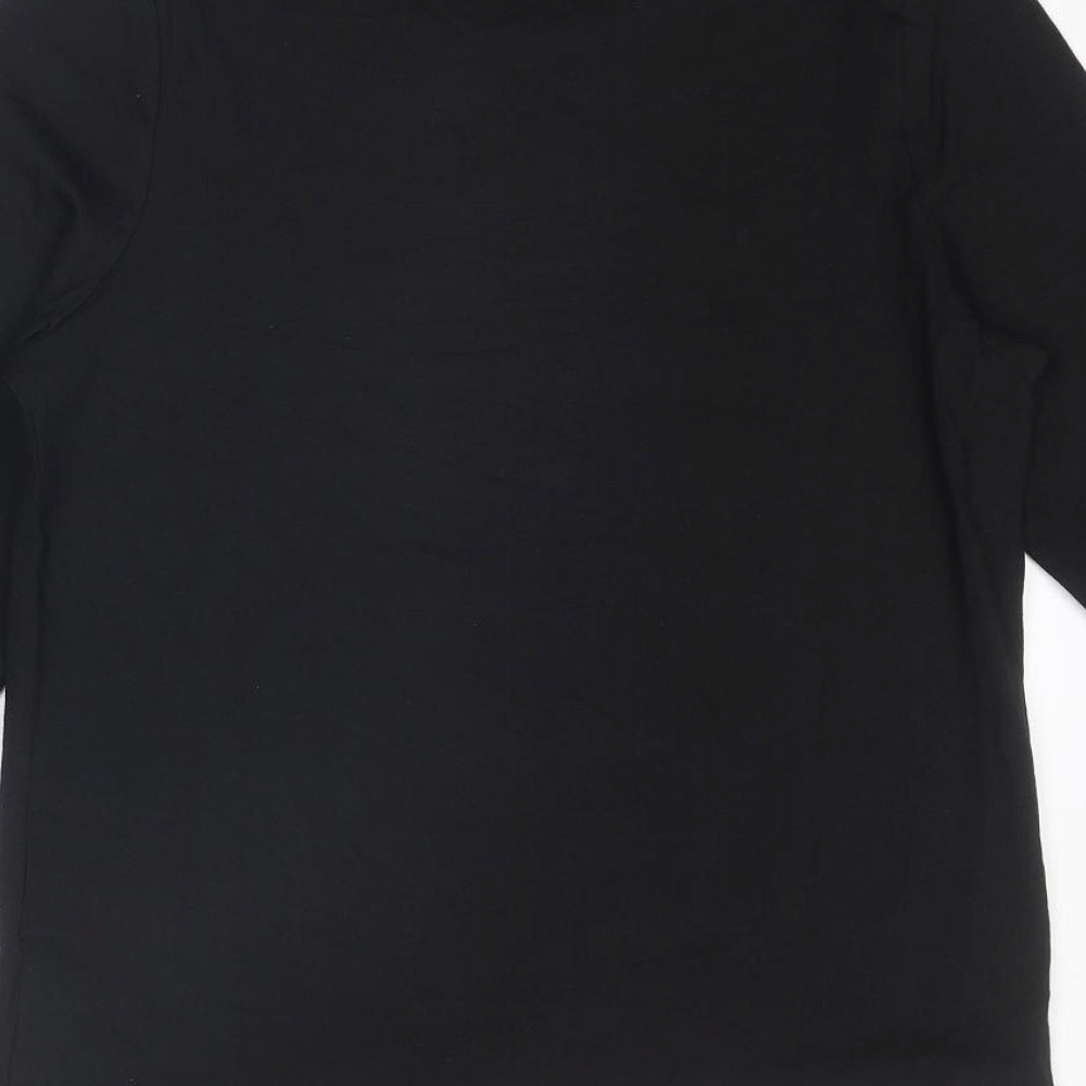 Marks and Spencer Womens Black Cotton Basic T-Shirt Size 16 Round Neck