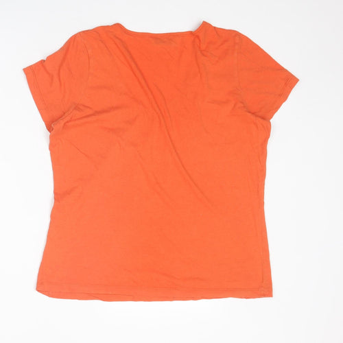 BHS Womens Orange Cotton Basic T-Shirt Size 18 Scoop Neck