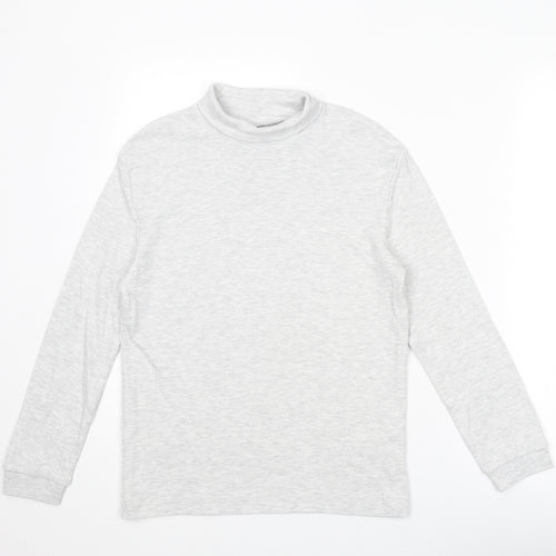 Marks and Spencer Boys Grey Cotton Basic T-Shirt Size 10-11 Years Mock Neck Pullover