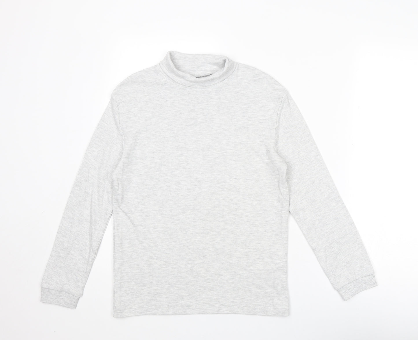 Marks and Spencer Boys Grey Cotton Basic T-Shirt Size 10-11 Years Mock Neck Pullover