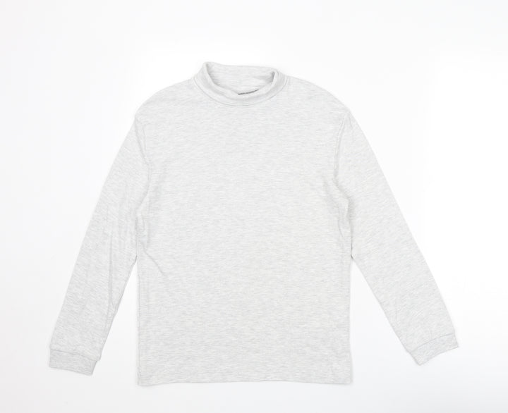 Marks and Spencer Boys Grey Cotton Basic T-Shirt Size 10-11 Years Mock Neck Pullover