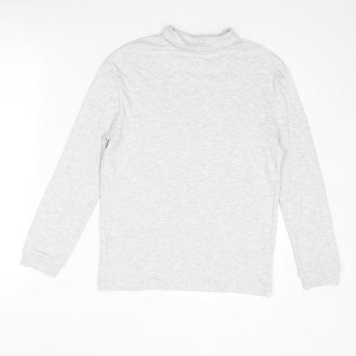 Marks and Spencer Boys Grey Cotton Basic T-Shirt Size 10-11 Years Mock Neck Pullover