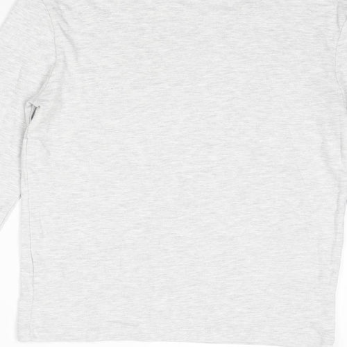 Marks and Spencer Boys Grey Cotton Basic T-Shirt Size 10-11 Years Mock Neck Pullover