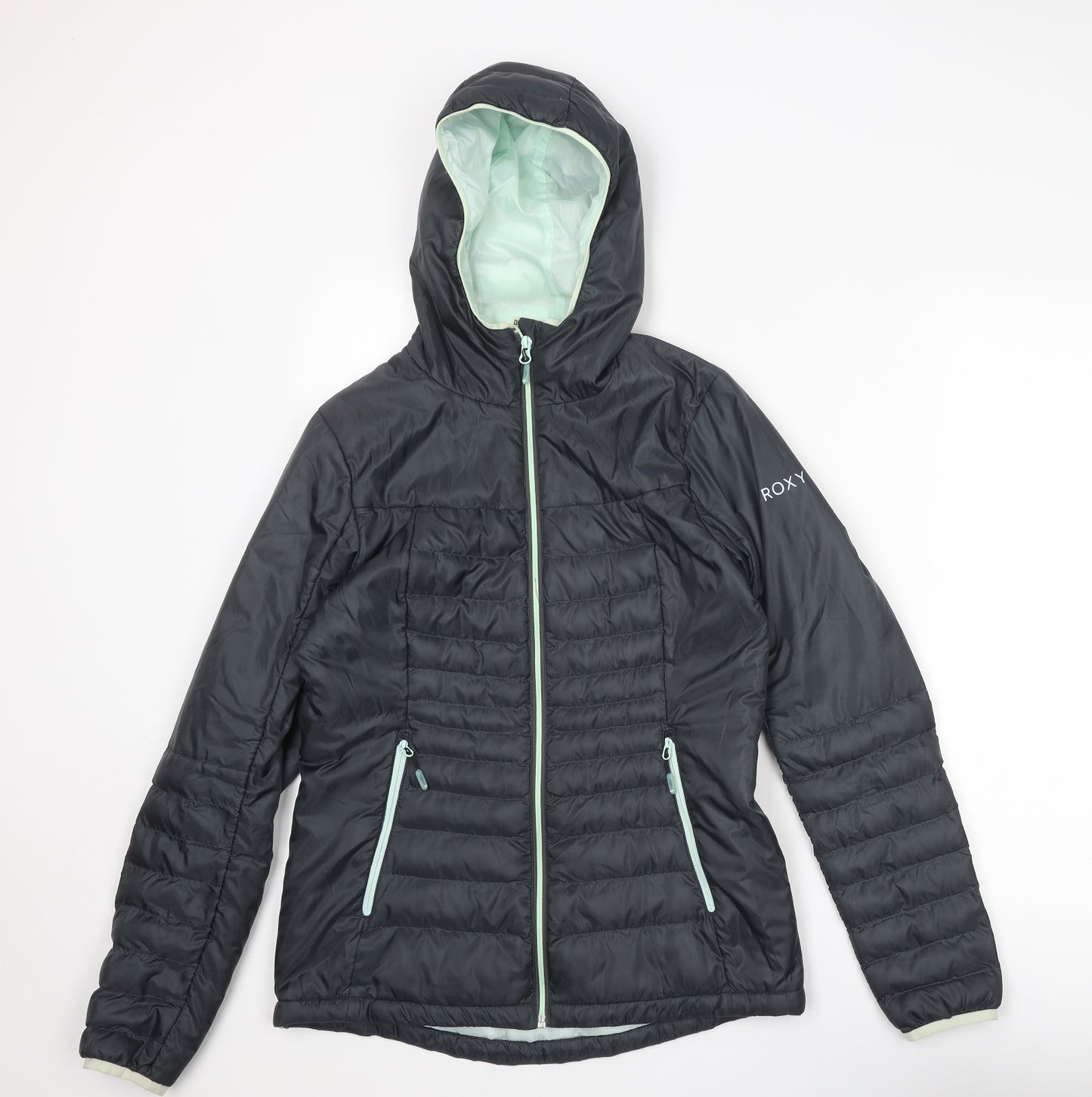 ROXY Womens Grey Quilted Jacket Size S Zip