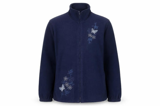 Front view of Pure & Natural women’s blue jacket, size M, zip