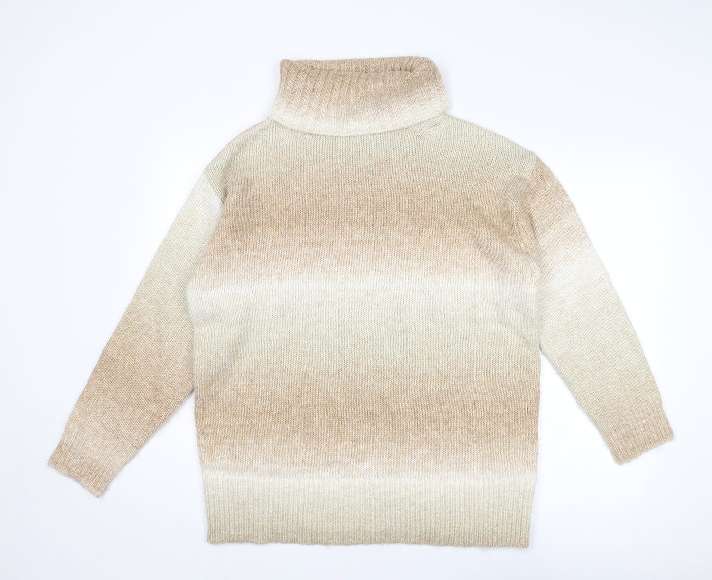 Marks and Spencer Womens Beige Roll Neck Acrylic Pullover Jumper Size M