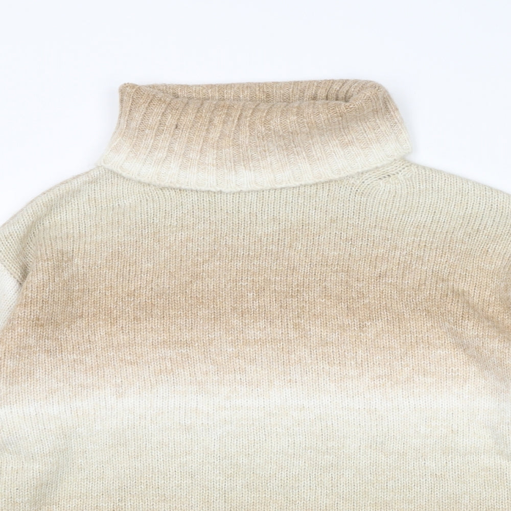 Marks and Spencer Womens Beige Roll Neck Acrylic Pullover Jumper Size M