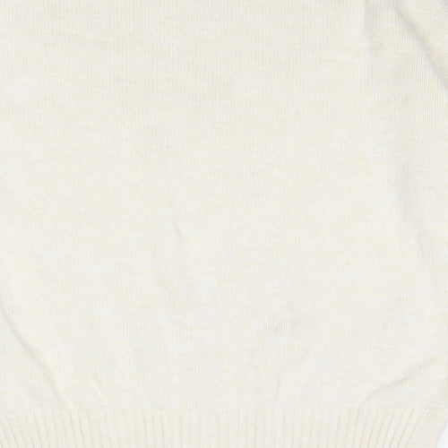 Marks and Spencer Womens Ivory Mock Neck Argyle/Diamond Cotton Pullover Jumper Size M